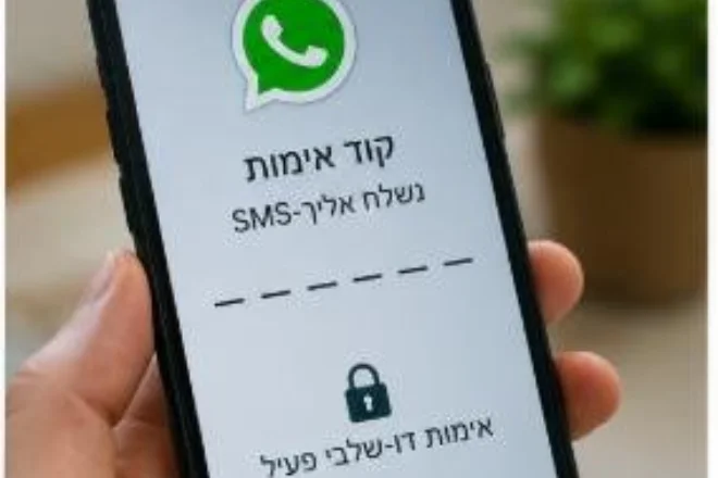 טלפון מציג הודעת קוד אימות וואטסאפ בן שש ספרות, אין להעביר אותו לאף אחד