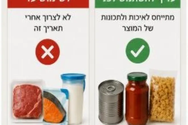 השוואה בין תווית לשימוש עד לתווית עדיף להשתמש לפני על שני מוצרי מזון